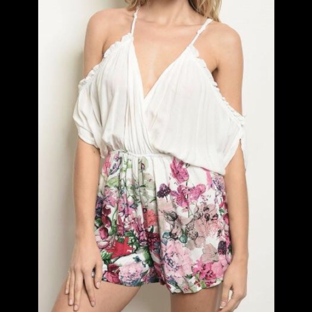 Off White Floral Romper
